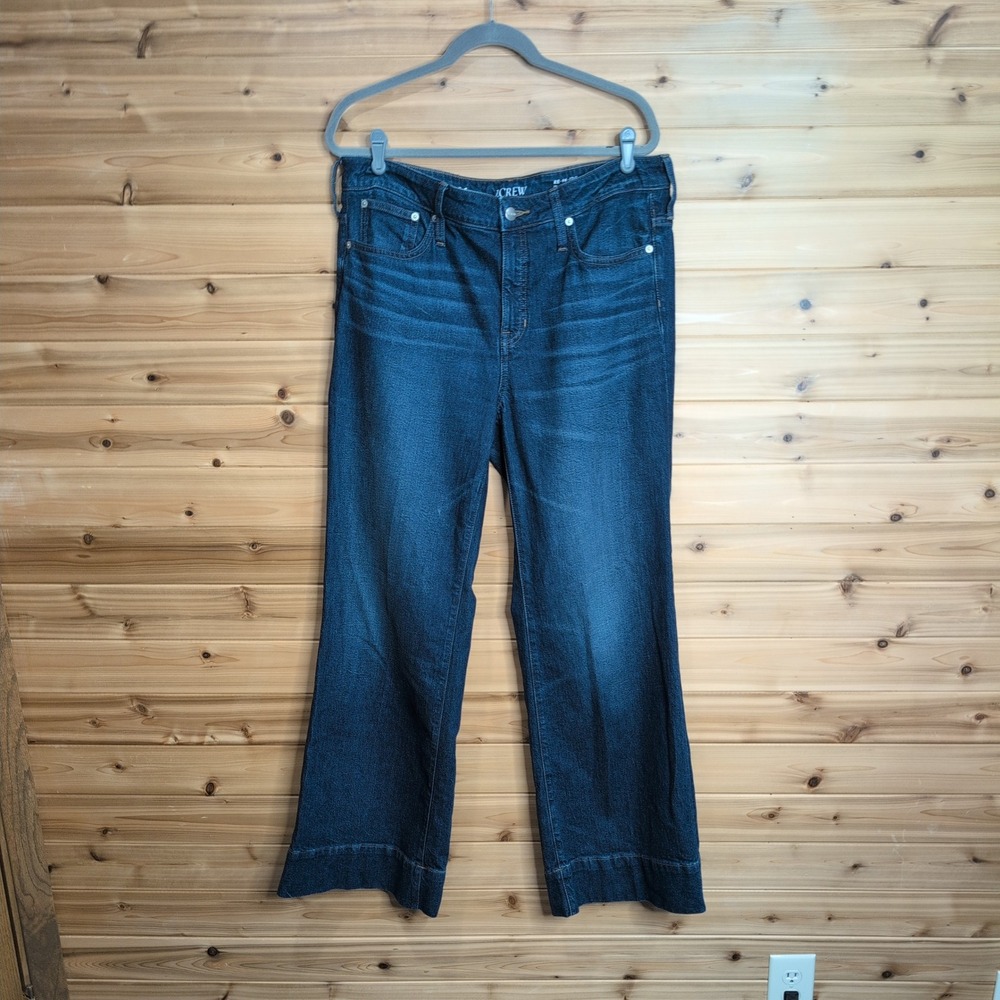 J.Crew 96 Low Rise Denim Trouser Jeans Dark Indigo Wide Leg Size 31